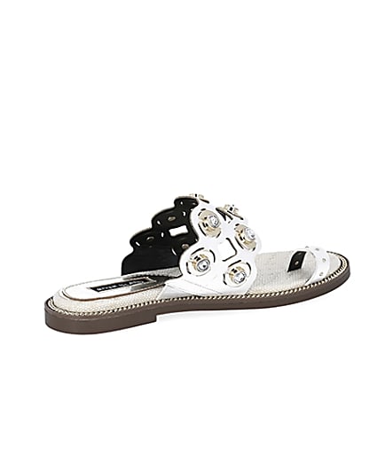 360 degree animation of product White cutout embellished wide fit sandals frame-13