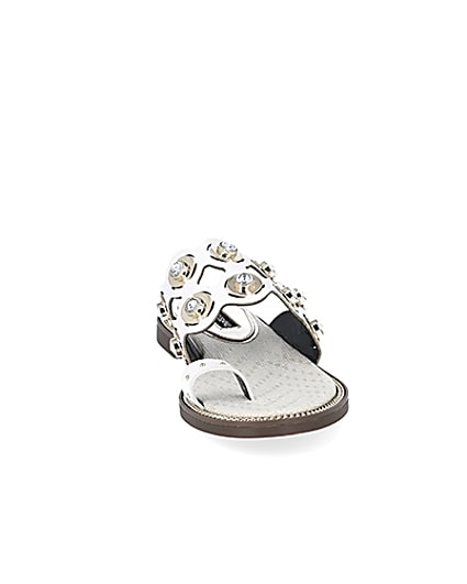 360 degree animation of product White cutout embellished wide fit sandals frame-20