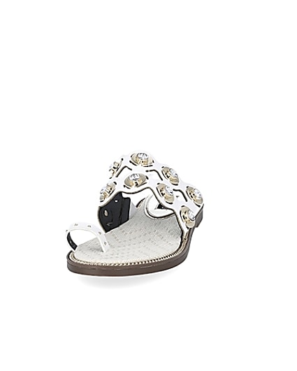 360 degree animation of product White cutout embellished wide fit sandals frame-22