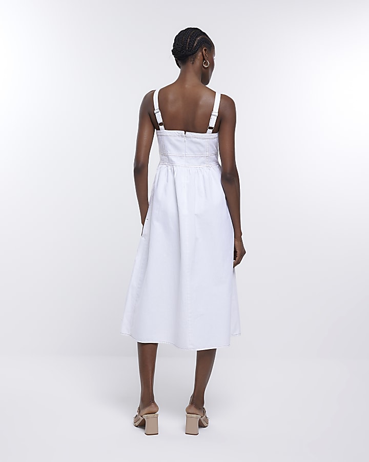 White Denim Midi Dress