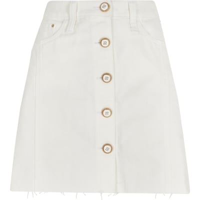 river island white denim skirt