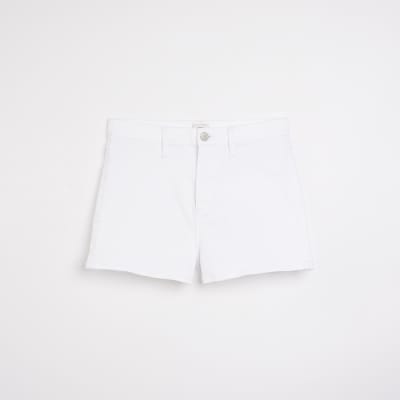 river island white denim shorts