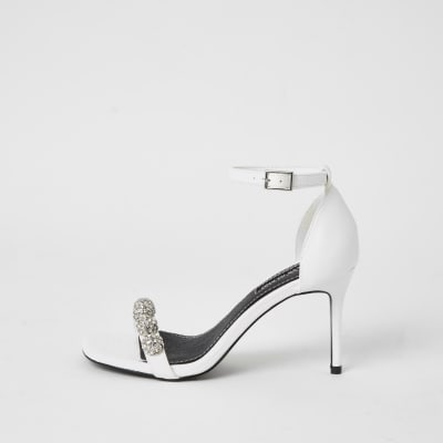 river island white heeled sandals