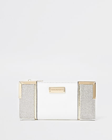 White diamante embellished purse