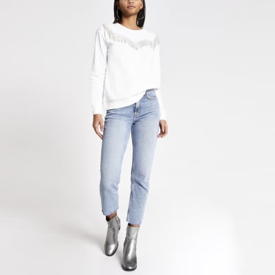 river island white sweatshirt