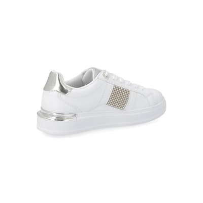 white diamante trainers