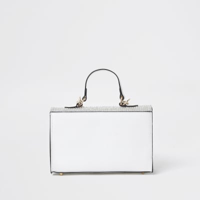 White diamante mini tote bag