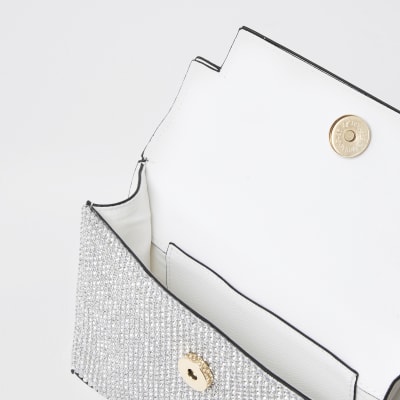 White diamante mini tote bag