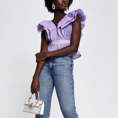 White diamante mini tote bag