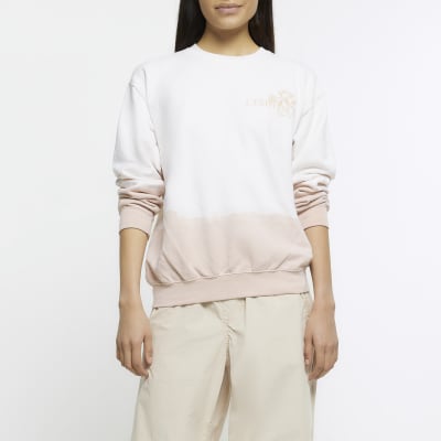White dip dye print sweatshirt