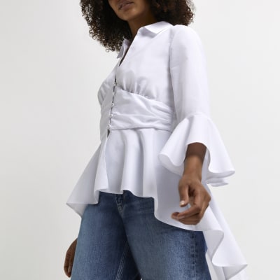 white dip hem shirt