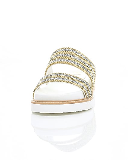 360 degree animation of product ​White double chain detail strap sandal frame-3