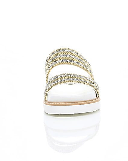 360 degree animation of product ​White double chain detail strap sandal frame-4