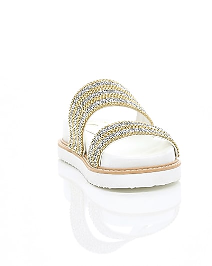 360 degree animation of product ​White double chain detail strap sandal frame-5