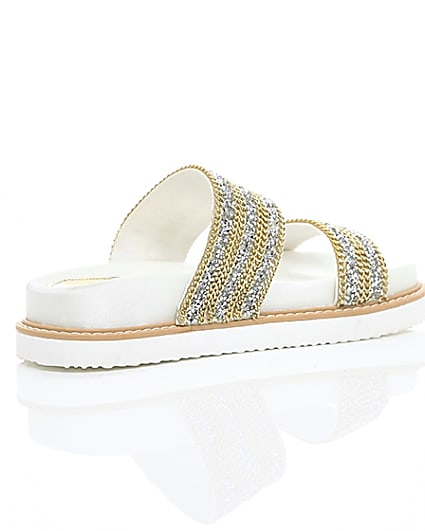 360 degree animation of product ​White double chain detail strap sandal frame-12