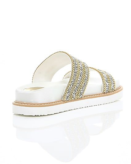 360 degree animation of product ​White double chain detail strap sandal frame-13