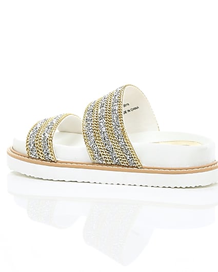 360 degree animation of product ​White double chain detail strap sandal frame-20