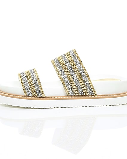 360 degree animation of product ​White double chain detail strap sandal frame-22