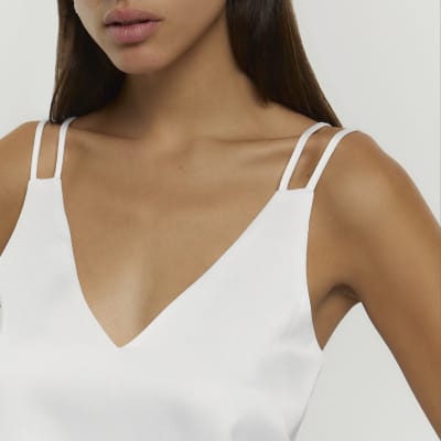 White double strap cami top | River Island