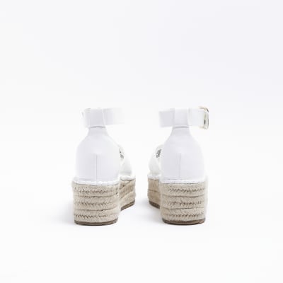 White double strap flatform espadrilles River Island