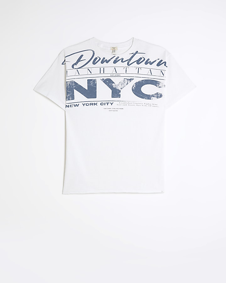 White downtown graphic t-shirt