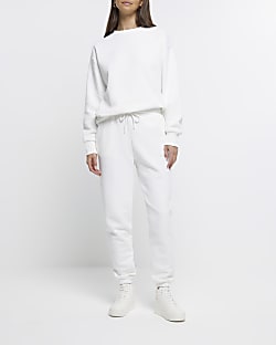 White Draw String Joggers