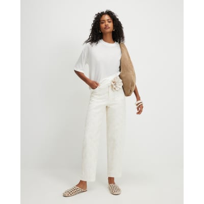 Drop Shoulder Linen Blend T shirt