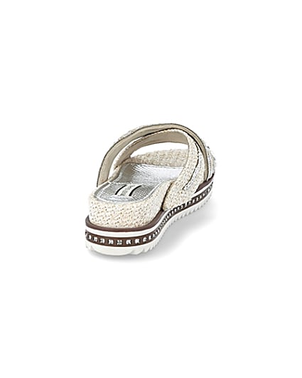 360 degree animation of product White embellish cross strap flatform sandals frame-10