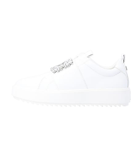 360 degree animation of product White embellished buckle trainers frame-3
