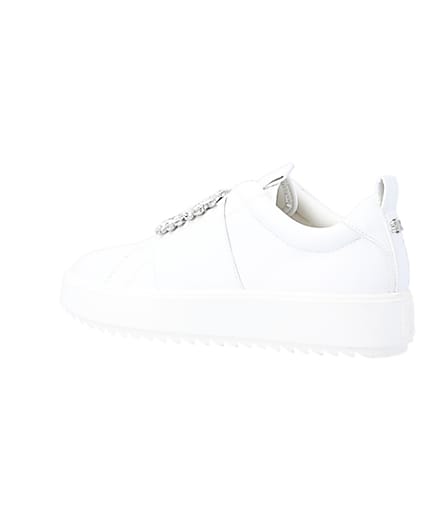 360 degree animation of product White embellished buckle trainers frame-5