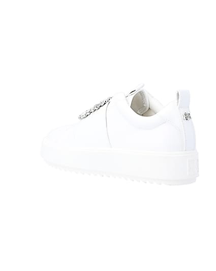 360 degree animation of product White embellished buckle trainers frame-6