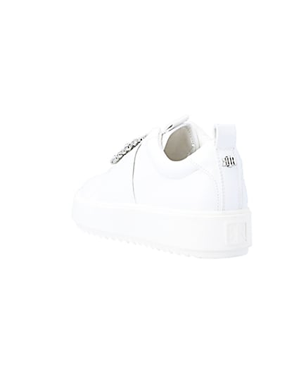 360 degree animation of product White embellished buckle trainers frame-7