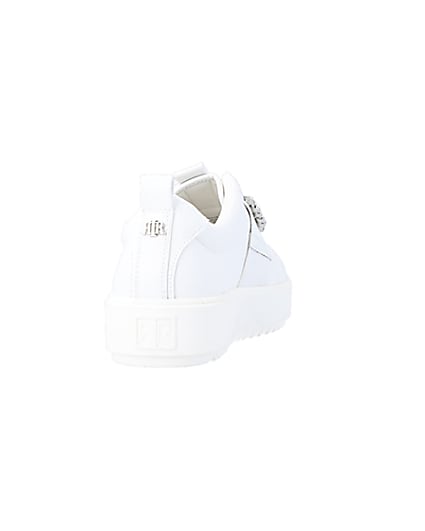 360 degree animation of product White embellished buckle trainers frame-10