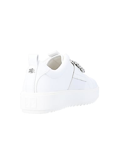 360 degree animation of product White embellished buckle trainers frame-11