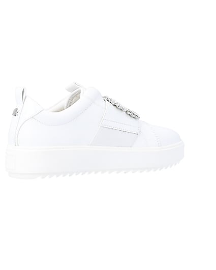 360 degree animation of product White embellished buckle trainers frame-13