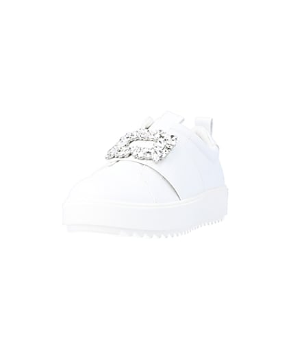360 degree animation of product White embellished buckle trainers frame-23