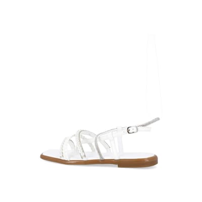 White hot sale flat sandals