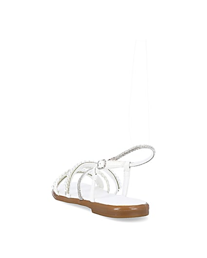 360 degree animation of product White embellished flat sandals frame-7