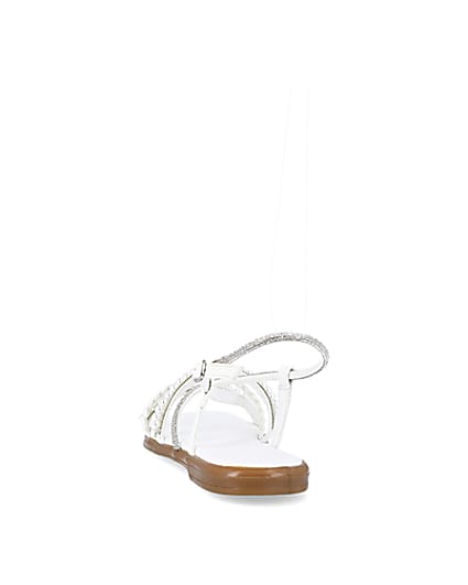 360 degree animation of product White embellished flat sandals frame-8