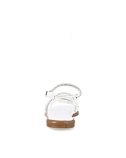 360 degree animation of product White embellished flat sandals frame-9