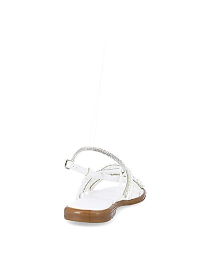 360 degree animation of product White embellished flat sandals frame-10