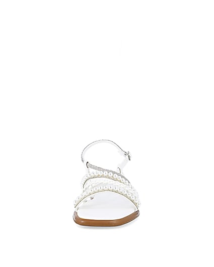 360 degree animation of product White embellished flat sandals frame-21