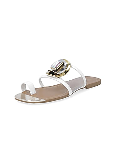 360 degree animation of product White embellished open toe sandal frame-0