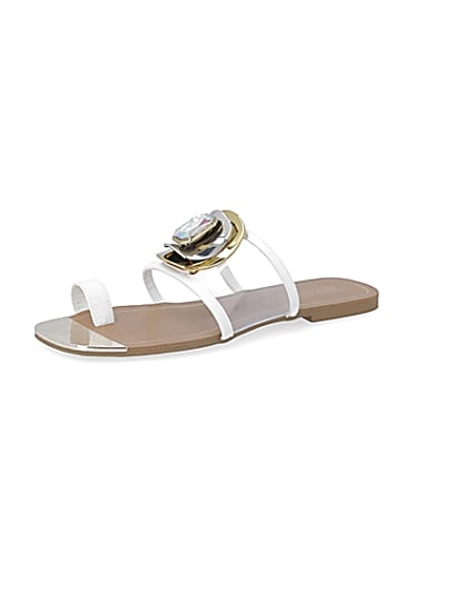360 degree animation of product White embellished open toe sandal frame-1
