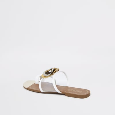 White embellished open toe sandal