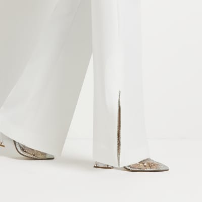 white split hem trousers