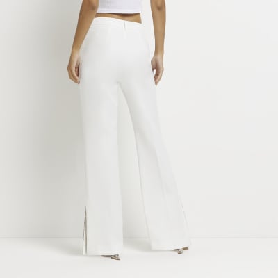 White embellished split hem trousers | River Island