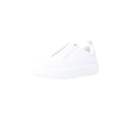 White embossed RI monogram trainers | River Island