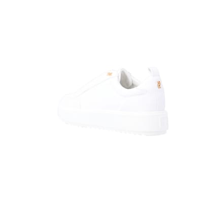 White embossed RI monogram trainers | River Island