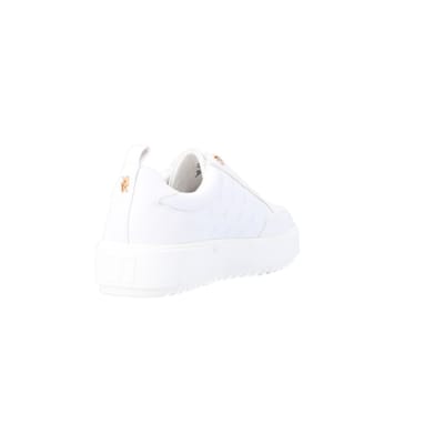 360 degree animation of product White embossed RI monogram trainers frame-11